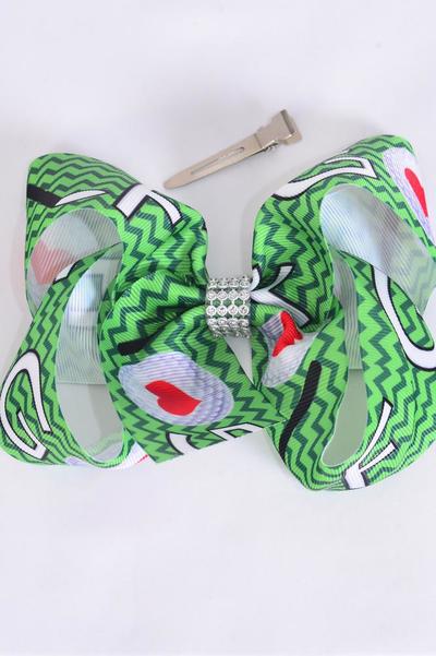 Hair Bow Jumbo Love Golf Grosgrain Bow-tie / 12 pcs Bow = Dozen Golf , Alligator Clip , Bow - 6" x 5" Wide , Clip Strip & UPC Code