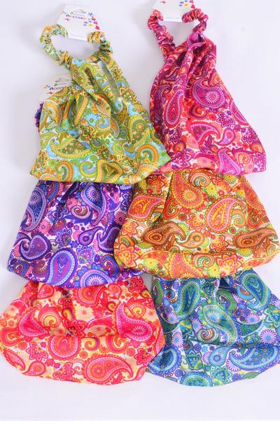 Headband Turban Wide Cotton Stretchy Paisley Pattern Mix / 12 pcs = Dozen Multi , Stretch , Wedth - 5", 2 of each Pattern Mix , Individual Hang Tag & OPP Bag & UPC Code