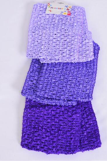 Ballerina Headband 24 pcs Turban 4 Inch Wide Purple Mix / 12 card = Dozen Stretch , Size - 4" Wide , 4 Purple , 4 Lavender , 4 Violet Color Asst , Hang Tag & OPP Bag & UPC Code