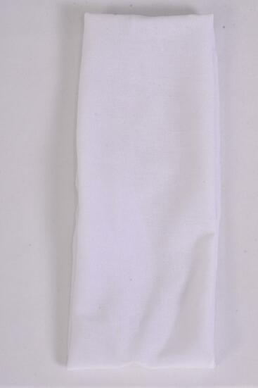 Headband Cotton Stretch White / 12 pcs = Dozen White , Stretch , Weith-2.5" Wide , Hang Tag & OPP Bag & UPC Code