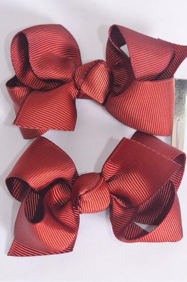 Hair Bow 24 pcs Grosgrain Bow-tie Brown / 24 pcs Bow = Dozen  Brown , Alligator Clip , Size - 3" x 2" Wide , Clip Strip 