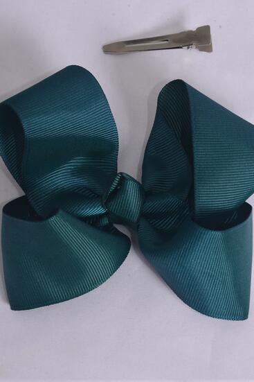 Hair Bow Jumbo Spruces Grosgrain Bow-tie / 12 pcs Bow = Dozen  Spruces , Alligator Clip , Bow Size - 4"x 3" Wide , Clip Strip & UPC Code