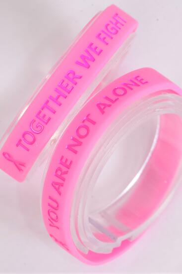 Bracelet Silicone Bracelet Debossed Breast Cancer Awareness / 12 pcs = Dozen Breast Cancer Awareness , Slip On , OPP bag & UPC Code