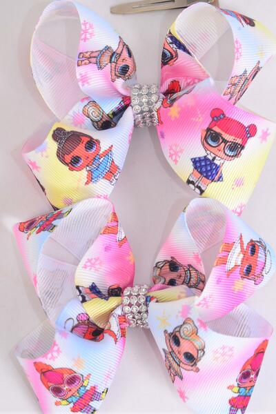 Hair Bow LOL Doll Grosgrain Bow-tie / 12 pcs Bow = Dozen  Alligator Clip , Size - 4" x 3" Wide , Clip Strip & UPC Code