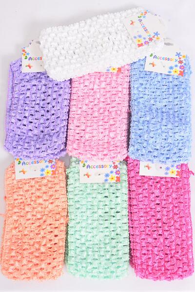 Ballerina Headband 24 pcs Stretch Pastel / 12 pcs = Dozen Pastel ,  Size - 2.75" x 5.5" Wide , 2 Lavender , 2 Blue , 2 Hot Pink , 2 White , 1 Peach , 1 Mint Green Mix , Hang Tag & UPC Code.