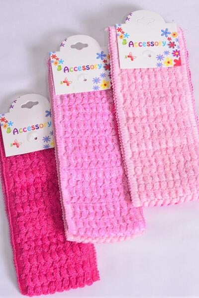 Headband Crochet 24 pcs Pink Mix / 12 card = Dozen Pink Mix , Stretch , Size - 2.25" Wide , Hang Tag & OPP Bag & UPC Code