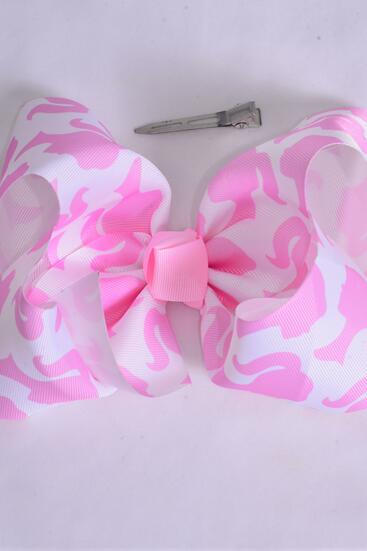  Hair Bow Jumbo Barbie Grosgrain Bow-tie / 12 pcs Bow = Dozen  Barbie , Alligator Clip , Size - 6" x 5" Wide ,Clip Strip & UPC Code