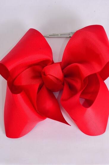 Hair Bow Extra Jumbo Cheer Type Bow Red Grosgrain Bow-tie /12 pcs Bow = Dozen Red , Alligator Clip , Size - 8" x 7" Wide , Clip Strip & UPC Code