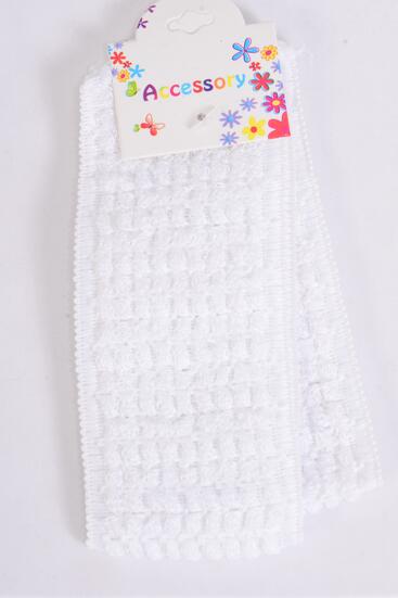 Headband Crochet 24 pcs White / 12 card = Dozen White , Stretch , Size - 2.25" Wide , Hang Tag & OPP Bag & UPC Code