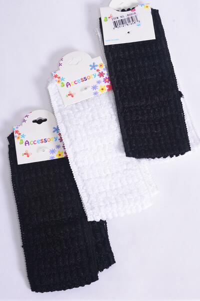 Headband Crochet 24 pcs Black White Mix / 12 card = Dozen Stretch , Size - 2.25" Wide , 4 of each Pattern Asst , Hang Tag & OPP Bag & UPC Code