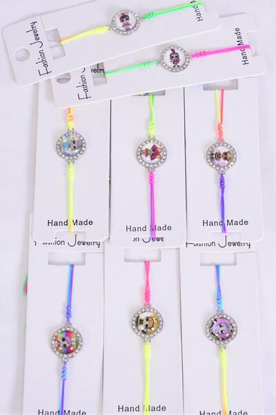 Bracelet LOL doll Gradient Tiedye Strings Multi / 12 pcs = Dozen Pull String , Adjustable , 12 Pattern Asst , Individual Hang tag & OPP Bag & UPC Code