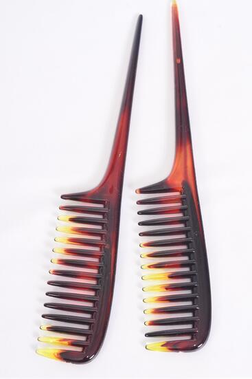 Comb Long Tail Comb Tortoise / 12 pcs Comb = Dozen  Size - 1.5" x 9" Wide , Individual Pack & UPC Code