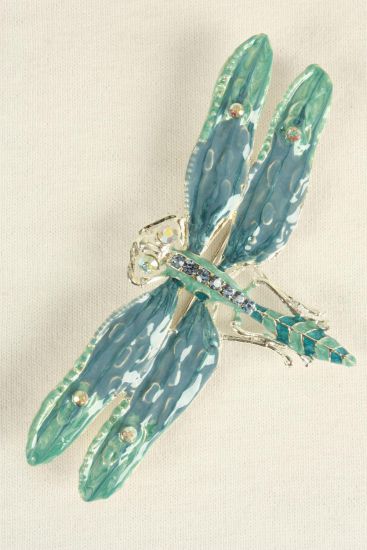 Brooch Enamal Dragonfly Rhinestones Blue / 12 pcs = Dozen  Blue , Size - 3.5'' x 2'' Wide , Gift Box & UPC Code