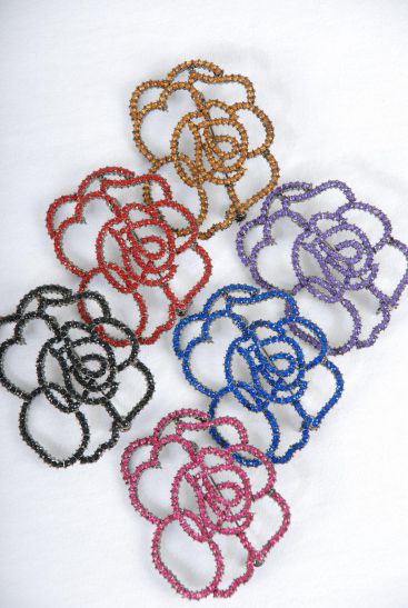 Brooch Tea Rose / 12 pcs = Dozen Rose , Size - 2.5" x 1.75" Wide , Display Card & OPP Bag , Choose Colors