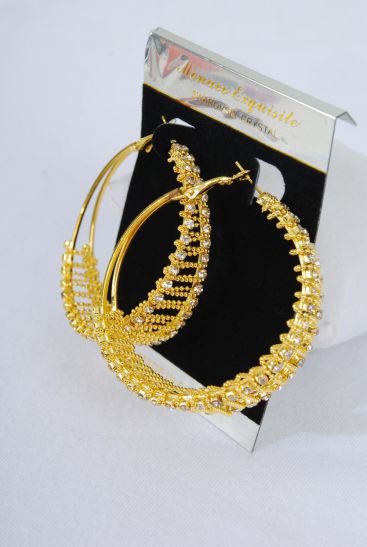 Earring Boutique Rhinestone Mesh /PC Gold, Size-2" Wide, Earring Card & OPP bag & UPC Cod                                                                              - 12,36.00|