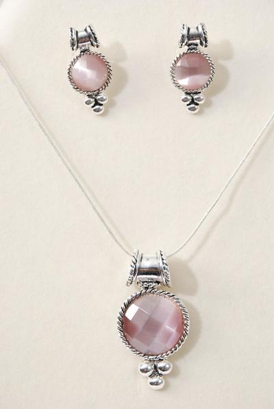 Necklace Sets Snake chain Round Cat-eye Pendant / Sets Pendant Size - 2" x 1" Wide , 20" Chain , Display Card & Opp Bag & UPC Code , Choose Colors