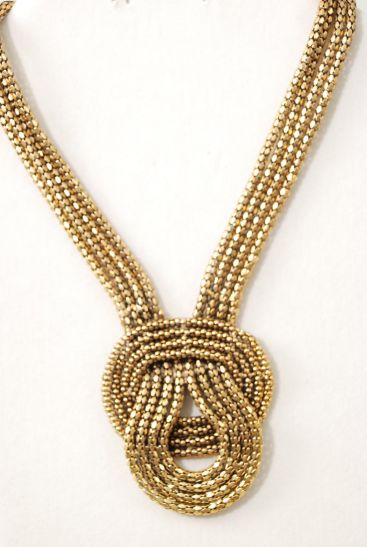 Necklace Antique 4 Strand Knotted Mesh Gold / Sets  Gold , Size - 16" Extension Chain , Hang Card & OPP Bag & UPC Code