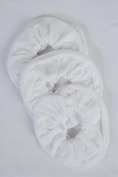 Scrunchies Jumbo Wide Cotton White Stretch / 12 pcs = Dozen White , Size - 6" Wide , OPP Bag                                        