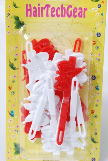 Barrettes Butterfly Red White Mix / 12 card = Dozen Each Card have UPC Code , 12 Card = Dozen