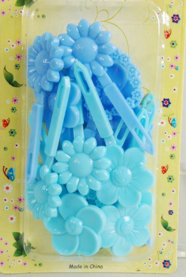 Barrettes Flowers Hearts Mix Baby Blue Mix / 12 Card = Dozen  Blue Mix , Each Card have UPC Code , 12 Card = Dozen 