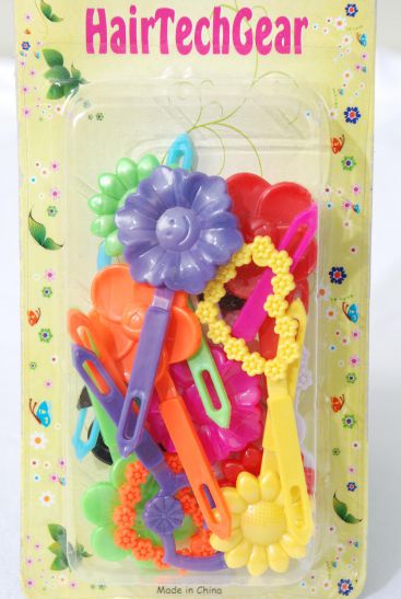 Barrettes Flowers Hearts Mix Silky Multi / 12 Card = Dozen  Each Card have UPC Code , 12 Card = Dozen 