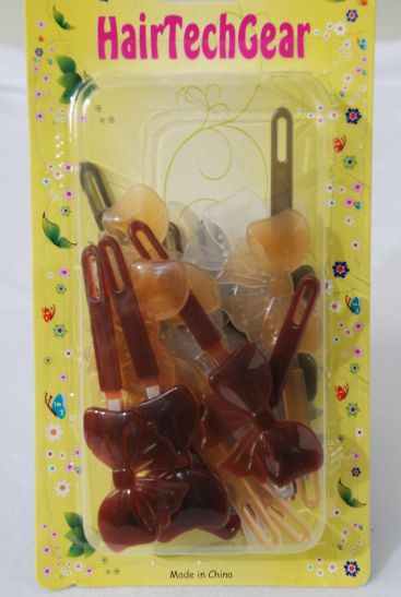 Barrettes Bow-ties Brown Tone Color Asst / 12 Card = Dozen Each Card have UPC Code , 12 Card = Dozen 