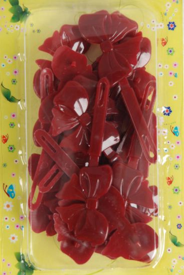 Barrettes Big Bow-ties Burgundy Wine Mix / 12 Card = Dozen Each Card have UPC Code , 12 Card = Dozen 