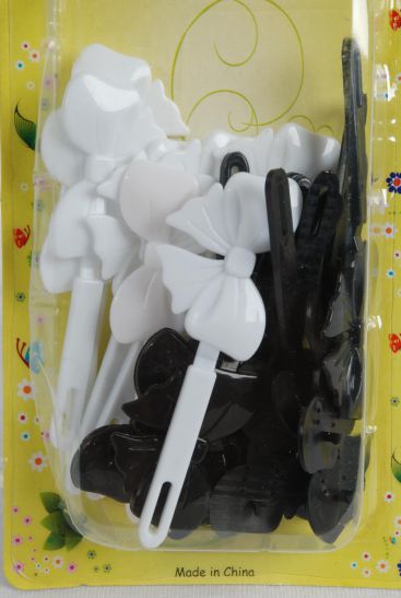 Barrettes Big Bow-ties Black White Mix / 12 Card = Dozen Each Card have UPC Code , 12 Card = Dozen 