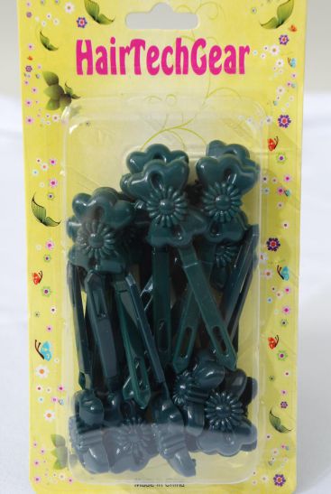 Barrettes Bow Daisy Flower Hunter Spruce Forest Green Mix / 12 Card = Dozen  Hunter Green Mix , Each Card have UPC Code , 12 Card = Dozen 