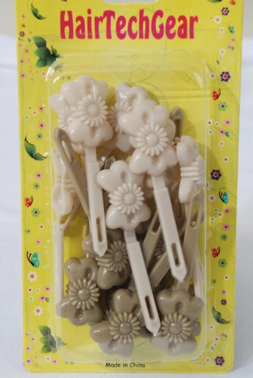 Barrettes Bow Daisy Flower Khaki Asst /  12 Card = Dozen  Hunter Green Mix , Each Card have UPC Code , 12 Card = Dozen 