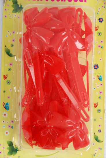 Barrettes Large Bow-tie Red / 12 Card = Dozen Each Card has UPC Code , OPP Bag , 12 Card = Dozen