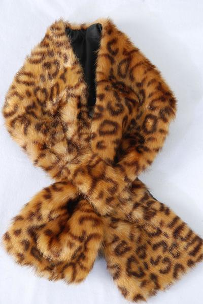 Scarf Womens Plush Faux Fur Scarf / PC Size - 36" x 5.5" Wide , Choose Patterns , OPP Bag