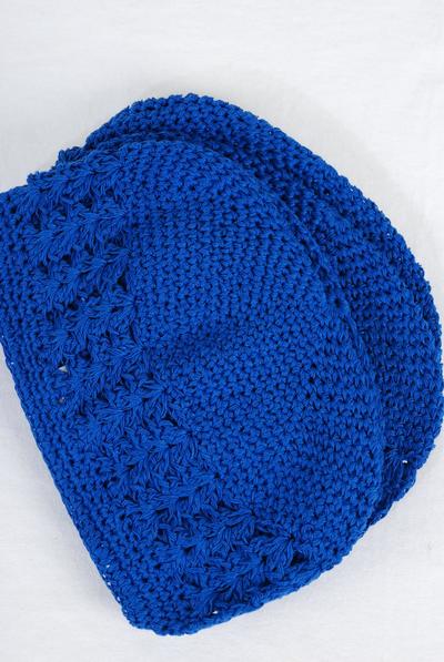 Kufi hat Hand Crocheted 100% Cotton Beanie Skull Cap Hat Stretch / 12 pcs = Dozen Stretch , One Size , Choose Colors , OPP Bag