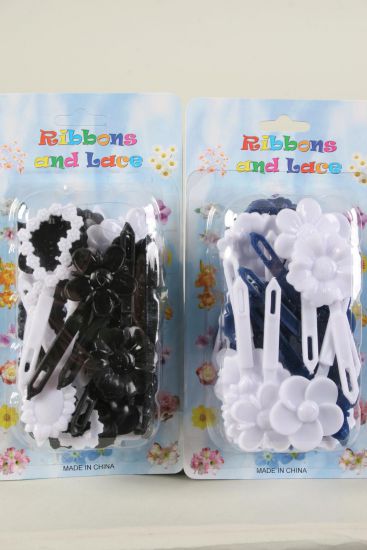 Barrettes Flowers Hearts Mix Black White Mix / 12 Card = Dozen Black White Mix , Each Card have UPC Code , 12 Card = Dozen 