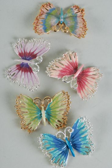 Brooch Butterfly Enamel / 12 pcs = Dozen Size - 2" x 1.5" Wide , Come w Gift box , Choose colors 