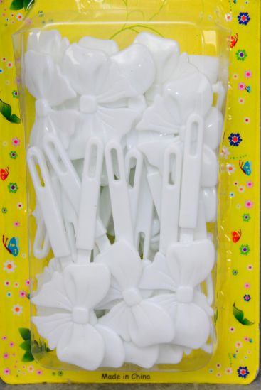 Barrettes Big Bow-ties White / 12 Card = Dozen Each Card have UPC Code , 12 Card = Dozen 