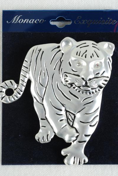 Brooch Tiger Pin Matte Finish / 12 pcs = Dozen Tiger , Size - 3" x 2.5" Wide , Display Card & OPP bag & UPC Code