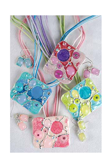 Necklace Sets Enamel Pendant Rhinestones / Sets Fish Hook , Pendant Size - 2" x 1.75"Wide , Display Card & OPP bag & UPC Code , Choose Colors