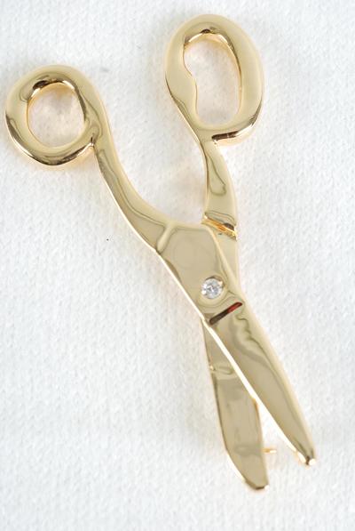 Brooch closed and open Movable Scissors / 12 pcs = Dozen Size - 3" x 1.25" Wide , Display Card & OP Bag & UPC Code