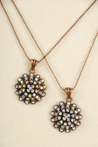 Necklace Chain Cluster Flower Pendent Rhinestones / 12 Pcs = Dozen 18" Long , Extension Chain , Hang tag & OPP bag & UPC Code