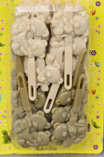 Barrettes Teddy Bears Khaki Mix / 12 Card = Dozen Khaki , Each Card have UPC Code , 12 Card = Dozen 