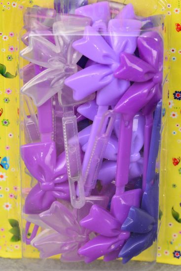 Barrettes Large Bow-tie Purple Mix / 12 Card = Dozen Purple Mix , Each Card has UPC Code ,  OPP Bag , 12 Card = Dozen