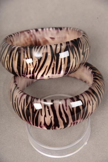 Bracelet Bangle Poly Zebra Pearl Look / PC  Pearl Zebra , Size - 2.75" x 1.25" Dia Wide , Hang tag & OPP bag & UPC Code