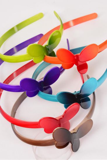 Headband Horseshoe Acrylic Gradient Butterfly Multi / 12 pcs = Dozen Butterfly-2.5"x 2" Wide ,2 Black ,2 Brown ,2 Orange ,2 Purple ,2 Burgundy ,1 Green ,1 Blue Color Asst ,Hang Tag & Individual OPP Bag & UPC Code