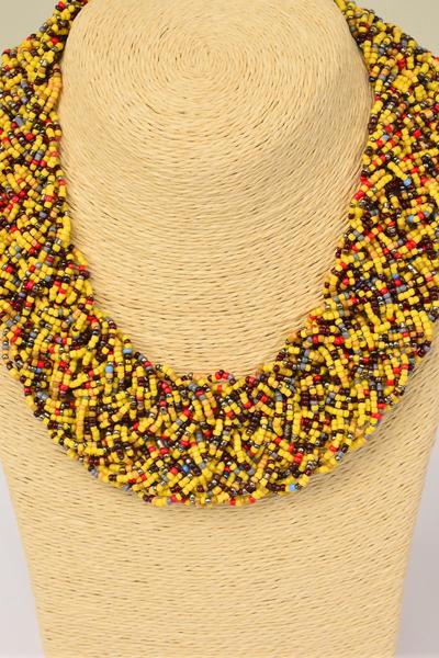 Necklace Woven Indian Beads Fall / PC Size - 18" Extension Chain , Display Card & OPP Bag & UPC Code