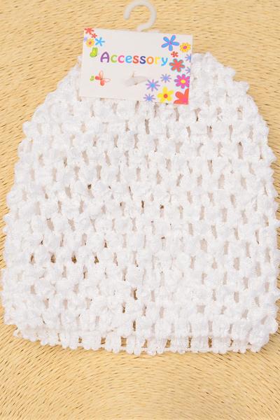 Kufi Hat Knitted Beanie Stretch White / 12 pcs = Dozen Stretch , Size - 5.5" x 5.5" Wide , Hang Tag & UPC Code