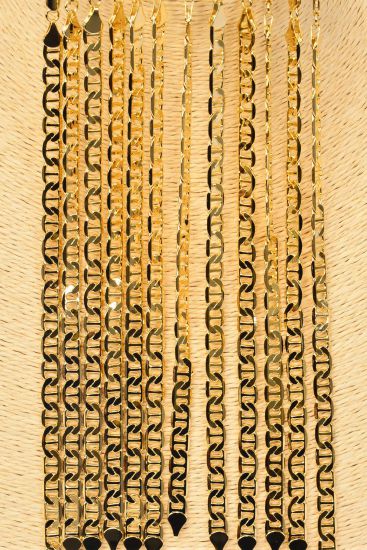 Chain Bracelet Gold 8" Long 7 mm Wide / 12 pcs = Dozen Gold , Size-8", 7 mm Wide , Hang Tag & OPP Bag