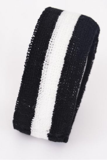 Terry Elastic Sport Headband Sweatband Stripe / 12 pcs = Dozen Stripe , Width - 2" Wide , OPP Bag