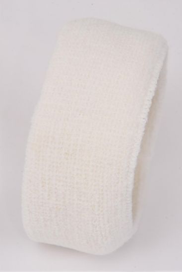 Terry Elastic Sport Headband Sweatband White / 12 pcs = Dozen White , Width - 2" Wide , OPP Bag