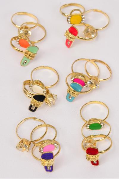 Rings 36 pcs Enamel Sleeper & Purse & Diamond Cluster Ring Mix / 36 pcs Rings = DY Adjustable , 2 of each Color Mix , 1 Dz Velvet Display Window Box & OPP bag & UPC code 